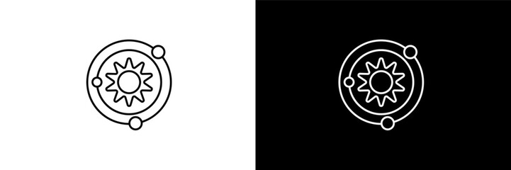 solar system outline icons in education category. White and Black style linear solar system icon © Design_Farm