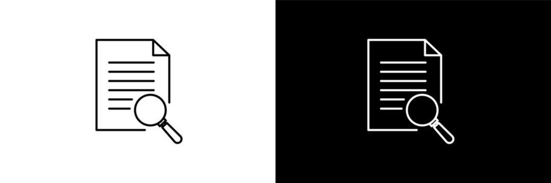 searching files outline icons in education category. White and Black style linear searching files icon