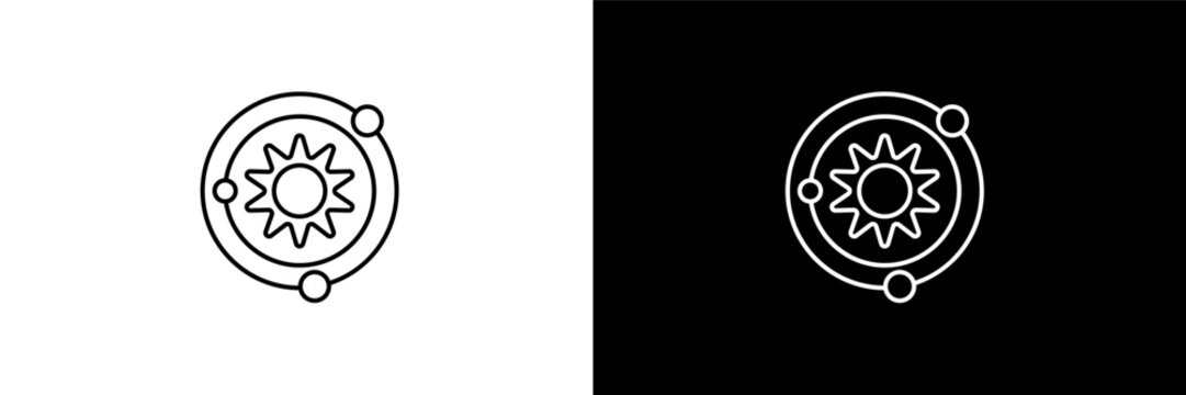 solar system outline icons in education category. White and Black style linear solar system icon
