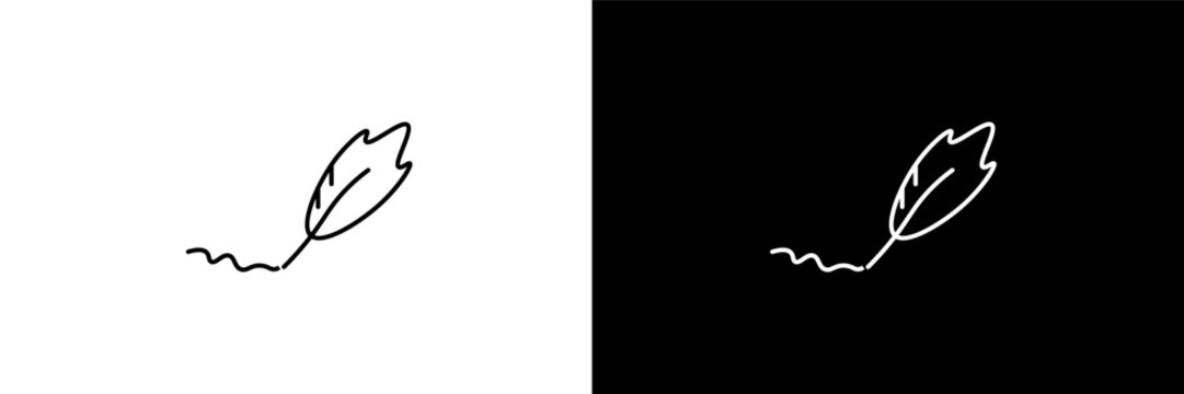 calligraphy outline icons in education category. White and Black style linear calligraphy icon