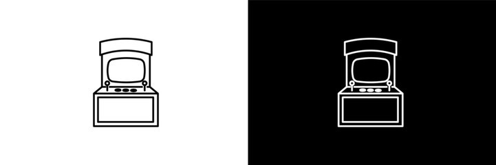 arcade outline icons in entertainment category. White and Black style linear arcade icon © Design_Farm