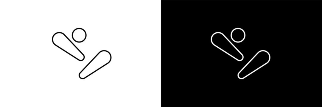 pinball outline icons in entertainment category. White and Black style linear pinball icon