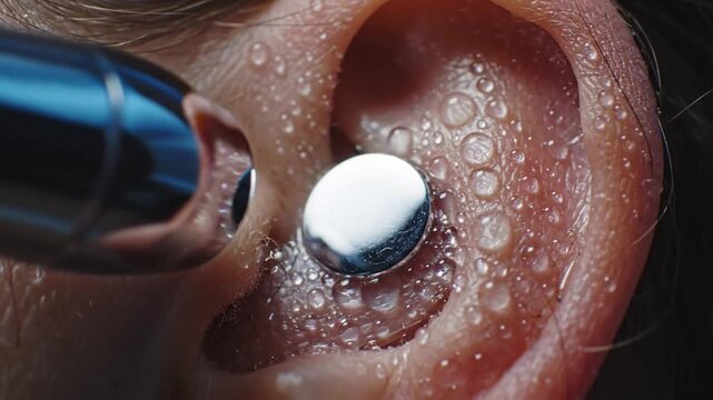 Close-up of ear with earring.