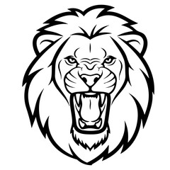 Obraz premium Lion Head Bold Line Art Illustration