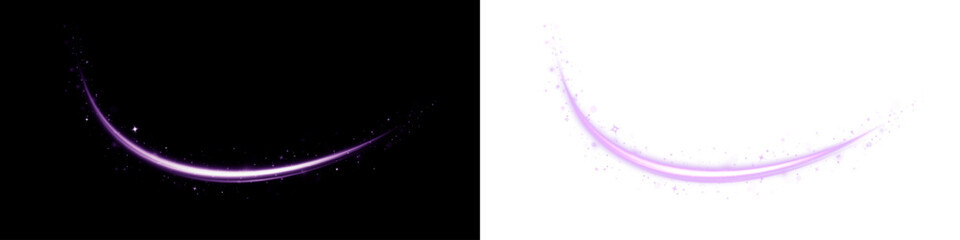 Shiny energy spark with a curved trail of neon magic and sparkle. Luminous wave and abstract glow create a vibrant swirl of power and light. © FlammaChe