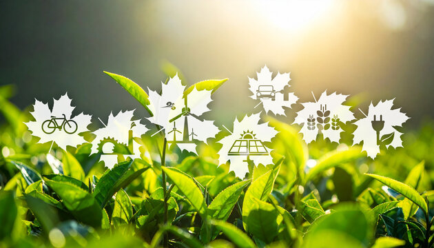 reducing CO2 emissions to stop climate change. green energy background