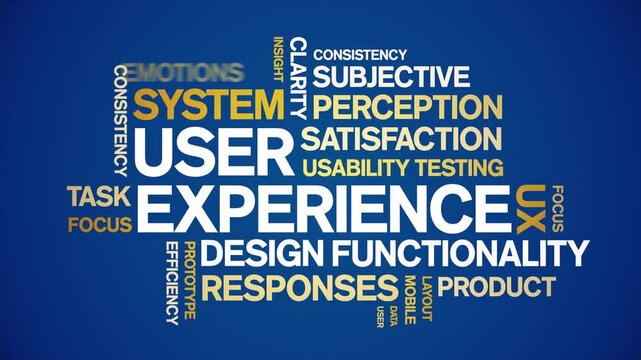 User Experience animated word cloud-gross domestic product animation tag kinetic typography seamless loop.