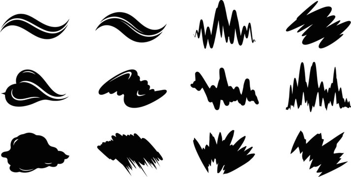 Abstract wave shapes and sharp spike silhouettes for modern graphic design elements in eps.