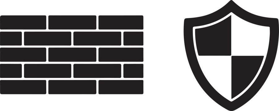 Black and white of a brick wall and a heraldic shield with a checkered pattern
