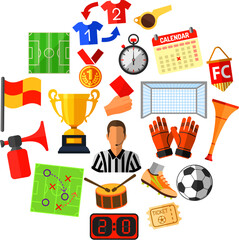 Naklejka premium Soccer Flat Icon Concept