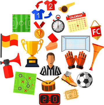 Soccer Flat Icon Concept