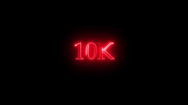 A dynamic motion, and glowing neon number 10k animation .Glowing neon line 10k Ultra HD icon isolated on black background. neon flowers and flowing growth concept