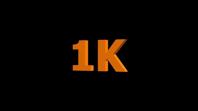 Neon line 1k Ultra HD icon isolated on black background, 1K followers.4K Video motion 1K followers. animation in Easy to put into any video