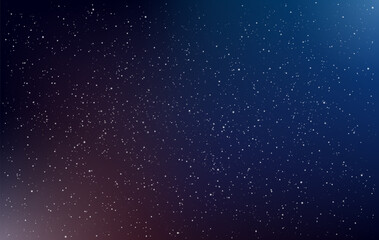 Starry night sky background filled with lots of stars on deep purple blue shiny light gradient - tranquil outer space vector background © forestgraphic