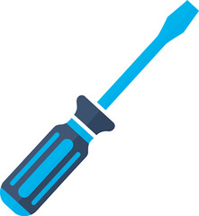 Fototapeta premium Minimalist Screwdriver Hand Tool Icon, Blue and Navy Manual Equipment for Professional Repair and Engineering Services