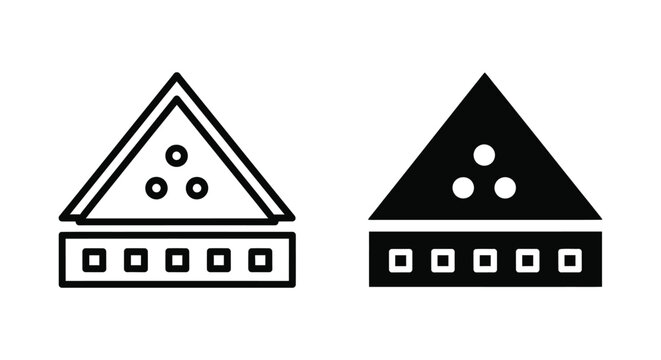 Billiard rack triangle icon outline and filled silhouette for pool table game or snooker sport concept