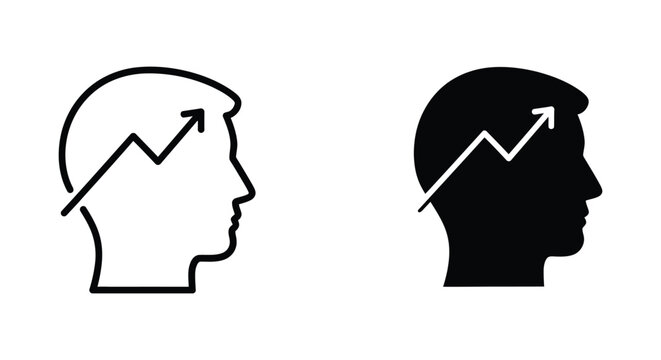 Human head profile with rising arrow graph symbol for growth and success mindset concepts