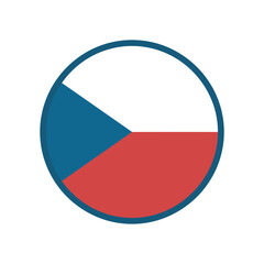 Fototapeta premium Czech Republic National Flag Circular Icon with Dark Blue Border and Geometric Triangle Symbol for Travel and Identity