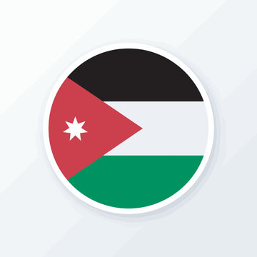 Round Jordan Flag Icon Circular National Symbol of Jordan with Seven Pointed Star for Tourism Government and Cultural Design