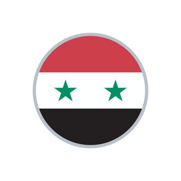 Syria Flag Circular Vector Icon National Symbol of the Syrian Arab Republic in Round Button Shape for International Official Use