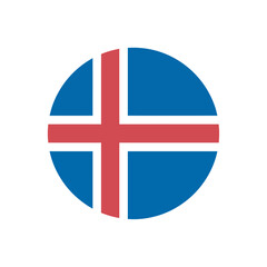 Obraz premium Iceland Flag Circle Icon National Nordic Cross Symbol for Travel Guides and Scandinavian Identity