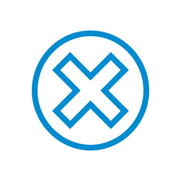Minimalist Blue Cross Icon in Circle Representing Close Cancel Delete or Error Function for Digital Interface and App Design
