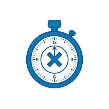 Blue Stopwatch Icon with X Symbol Representing Deadline Management Failed Time Tracking and Expired Task Concepts for Business Apps