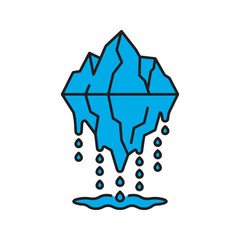 Blue Melting Iceberg Vector Illustration Representing Environmental Crisis Glacial Retreat and Rising Sea Levels Concepts ©  Yassine DS