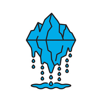 Blue Melting Iceberg Vector Illustration Representing Environmental Crisis Glacial Retreat and Rising Sea Levels Concepts