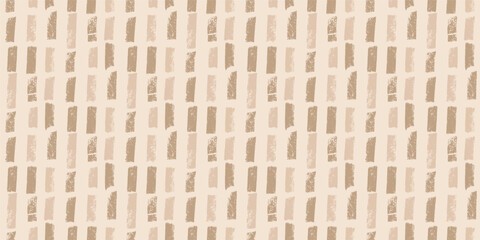 Small dash lines boho seamless pattern. Surface pattern design geometric handmade japandi motif. Hand drawn mini streak beige neutral pastel texture. Vector repeat baby nursery background illustration © Syuzann q