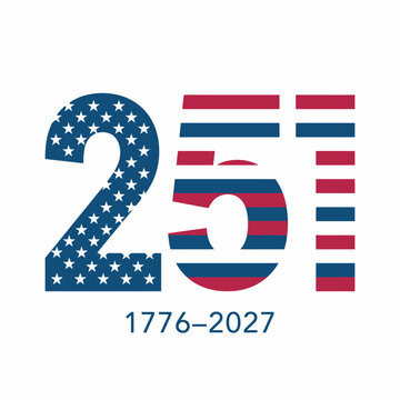 Modern Minimalist 251 Number Design with Negative Space Stripes for USA 2027 Anniversary and Patriotic Creative Campaigns
