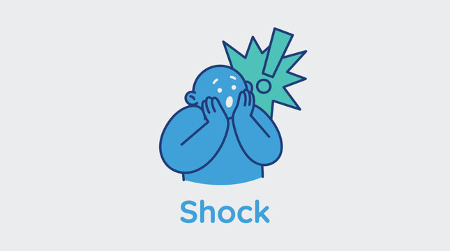 Vector graphic illustration of Blue emoticon shocked with explosion Vector