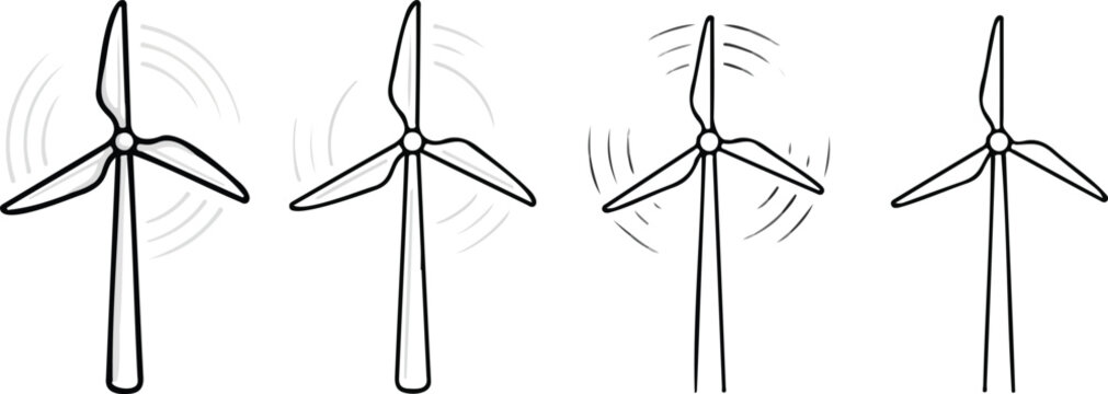 Wind turbine icon isolated. Wind power symbol. Ecology, alternative renewable energy, green, electricity, recycle, save the planet. Outline, flat style. Vector illustration
