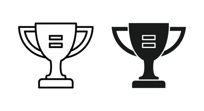 Trophy cup icon outline and solid silhouette vector graphic illustration for sports awards and competition