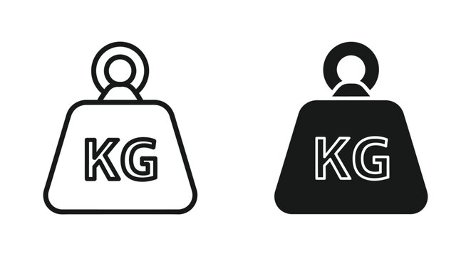 Kilogram weight icon outline and solid silhouette vector graphic illustration for weightlifting and measurement
