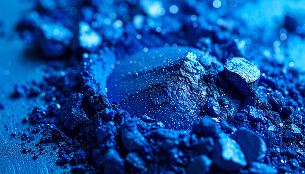 Blue pigment powder texture close up