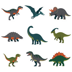 Collection of cute colorful cartoon dinosaurs for kids and education. © Amir