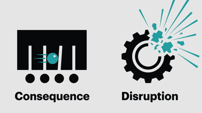 Vector graphic illustration of Business disruption and consequence icons Vector