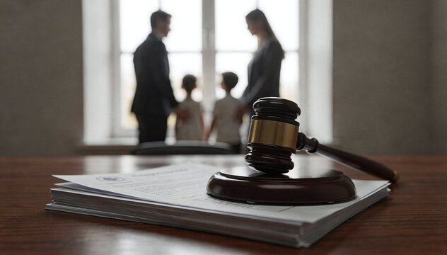 Justice in Focus: Family Court Decision with Gavel and Legal Documents
