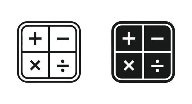 Basic calculator operation symbols including addition subtraction multiplication and division enclosed in a rounded square