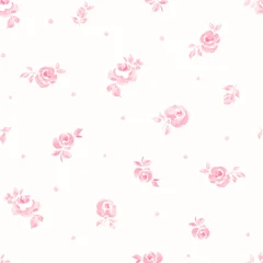 Seamless Ditsy Floral Pattern Small Pink Roses Repeat Background Fabric Textile Print © Zenina-Lembrik