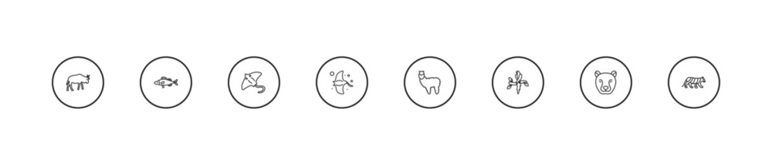 outline animals icons set - stingray, manta ray, alpaca. editable vector for web and mobile ui © IconArt
