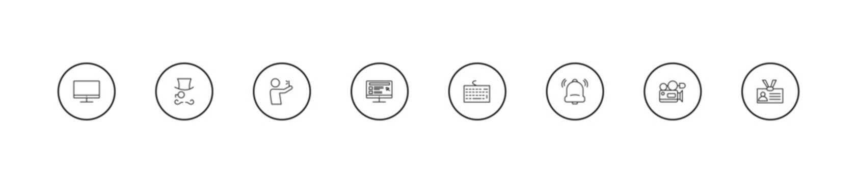outline blogger and influencer icons set - selfie, blog, keyboard. editable vector for web and mobile ui