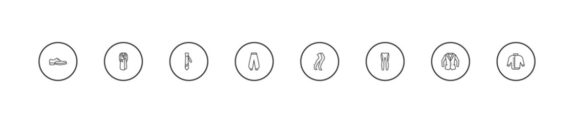 outline clothes icons set - cravat, harem pants, stockings. editable vector for web and mobile ui © IconArt