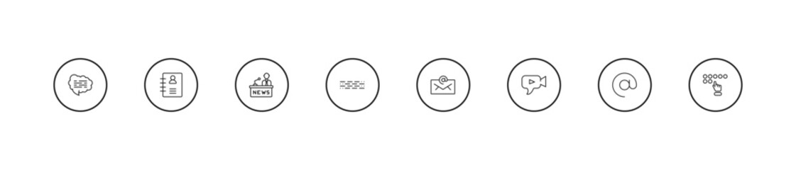 outline communication icons set - news anchor, morse code, emails. editable vector for web and mobile ui © IconArt