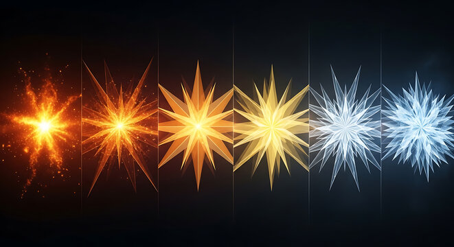 sequence of evolving starbursts with color temperature shift from warm to cool