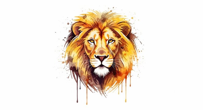 Lion watercolor portrait