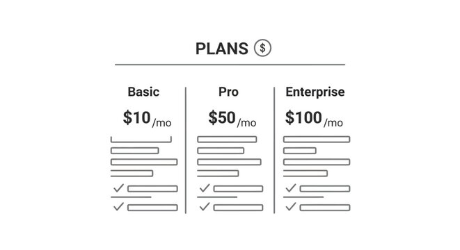 Minimalist digital pricing plans interface illustration