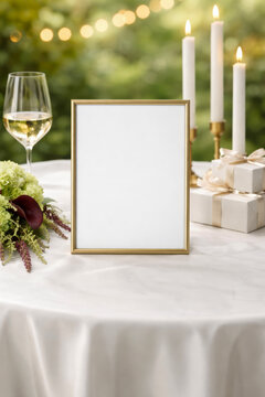 Wedding Sign Mockup 8x10 With Candlelight And Floral Table Setting