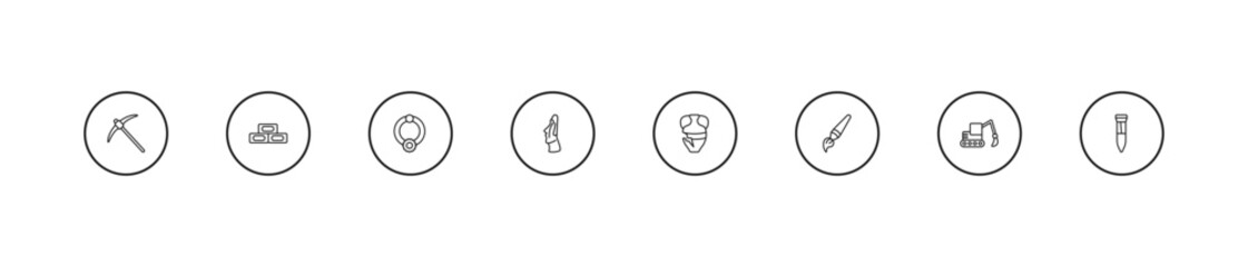 Fototapeta premium outline history icons set - bracelet, moais, archaeological. editable vector for web and mobile ui